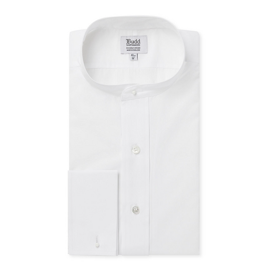 White Tailored Neckband Poplin Shirt