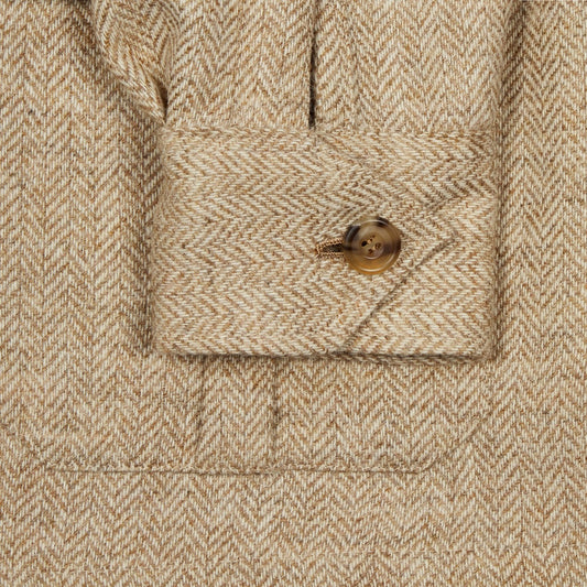 Plain Wool Button Cuff Safari Shirt in Natural Cuff Detail