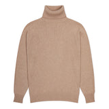 Plain Cashmere Roll Neck Jumper in Linen