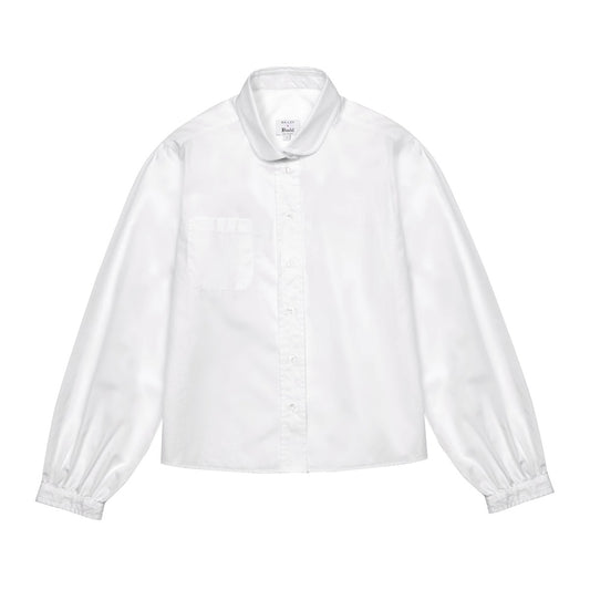 Penny Long Sleeve Plain Cotton Blouse in White