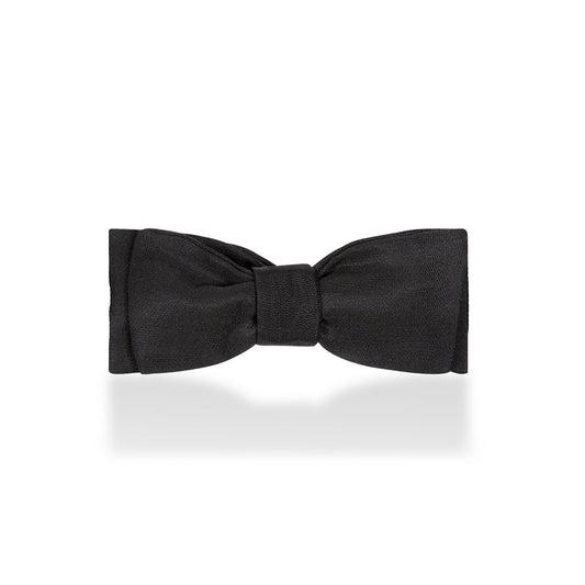 Plain Barathea Silk Batswing Sized Bow Tie in Black