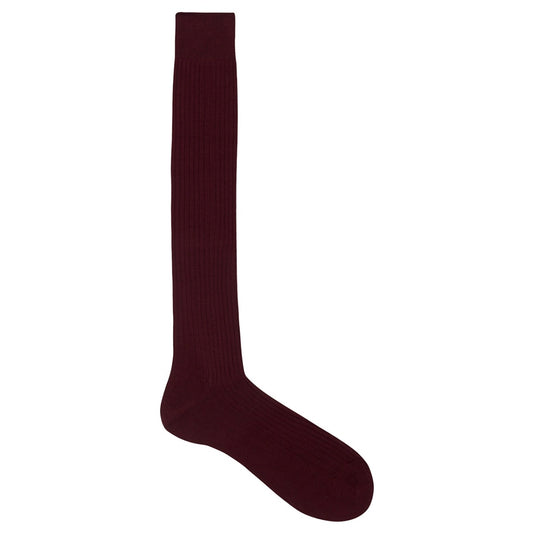 Plain Cotton Long Socks in Burgundy