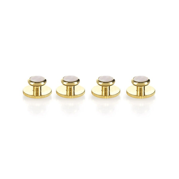 gold dress shirt studs Rhodium and Mother of Pearl – Budd Shirtmakers Ltd AL:0326