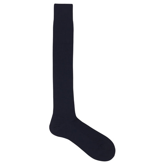 Plain Wool Long Socks in Navy