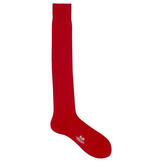 Plain Wool Long Socks in Red