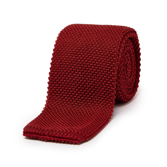 Fine Knitted Silk Tie in Red