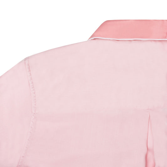 Plain Lyocell Women's Pyjamas in Pink Collar Detail