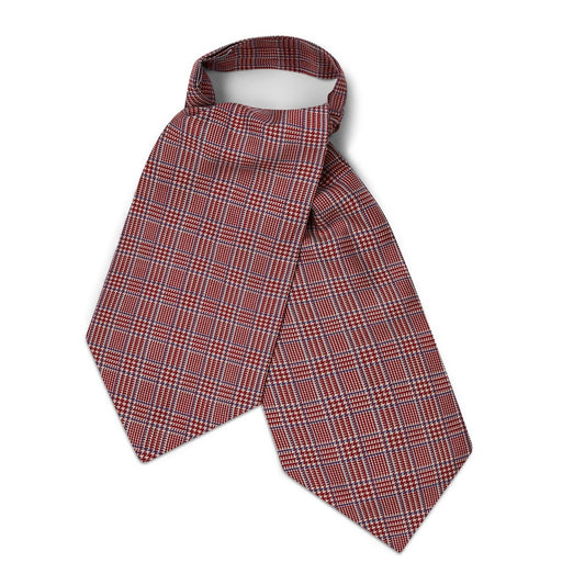 Prince of Wales Check Silk Cravat in Red