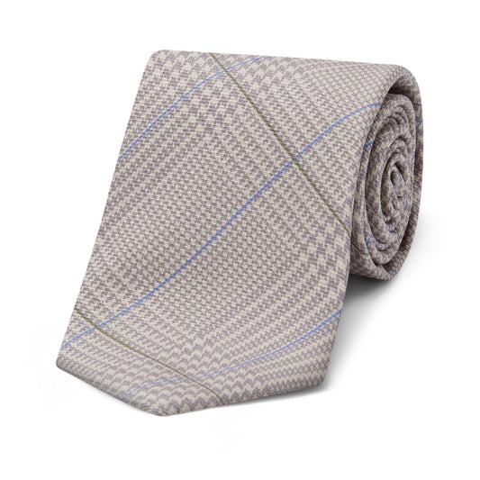 "Real Dentists Wear Plaid" Silk Tie - Gray, 100% Silk, Toothbrush & Tooth Pattern