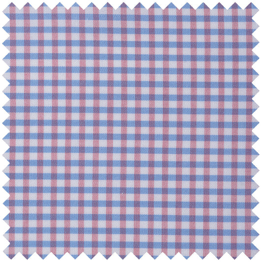 Poplin Large Gingham in Sky and Red 