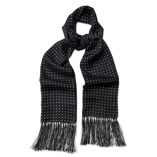 Atkinson Spot Silk Scarf in Black and White