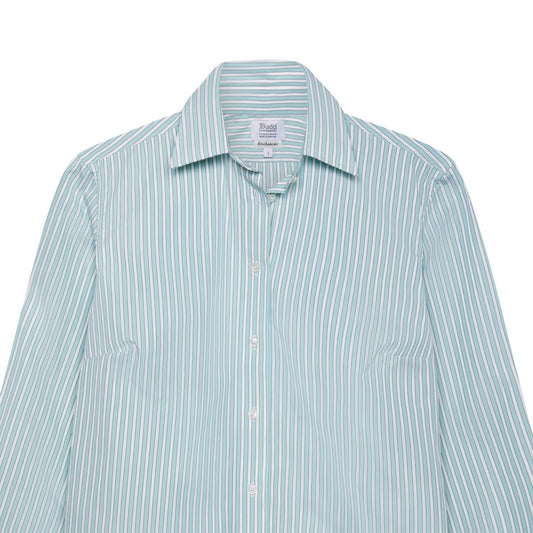 Buddette Exclusive Budd Stripe Double Cuff Shirt in Mint close up