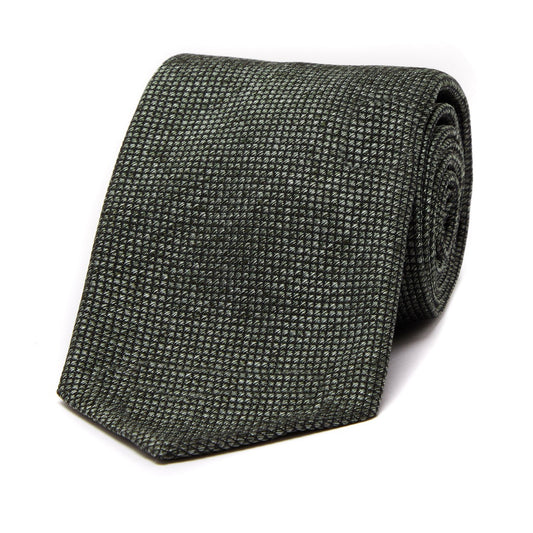 Silk and Cotton Hopsack Tie in Green