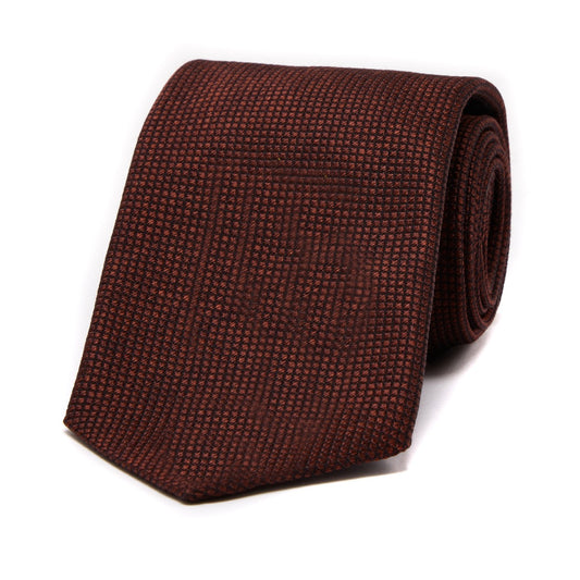 Silk and Cotton Hopsack Tie in Wine