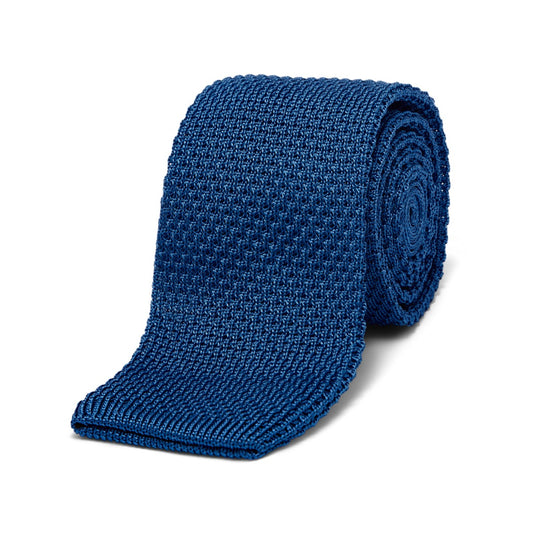 Fine Knitted Silk Tie in Royal Blue