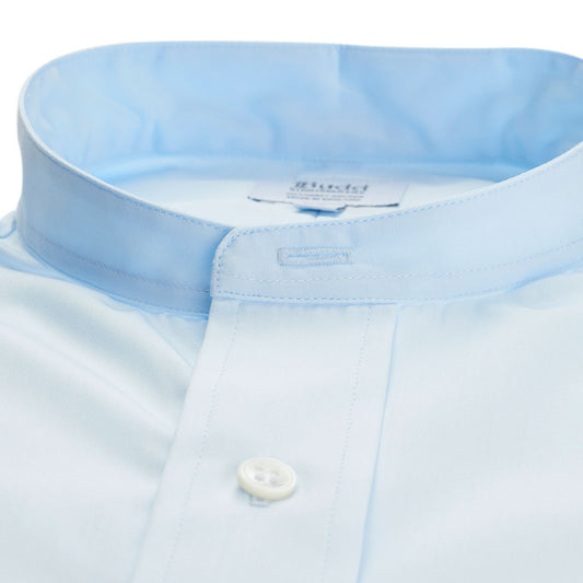 Blue Tailored Neckband Poplin Shirt