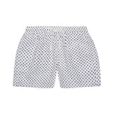 Swim Shorts in White Small Floral Motif Print