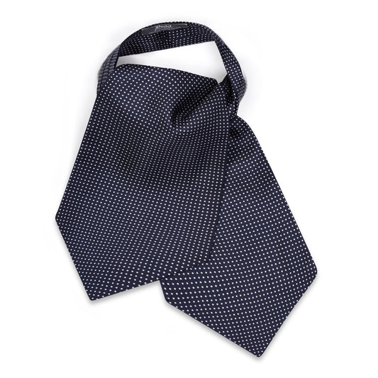 Small Spot Foulard Silk Cravat in Navy and White