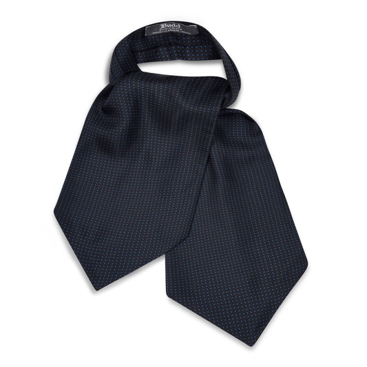 Small Spot Foulard Silk Cravat in Navy and Sky