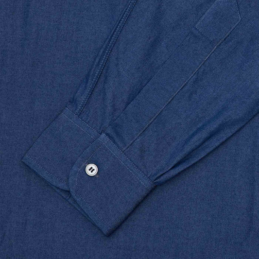 Tailored fit denim shirt deep blue cuff detail