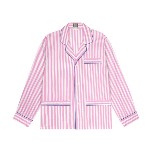 Tailored Fit Striped Batiste Pyjamas in Pink and Royal top