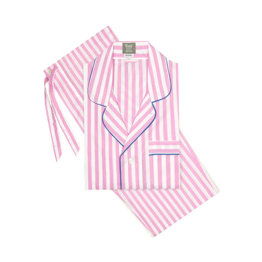 Tailored Fit Striped Batiste Pyjamas in Pink and Royal
