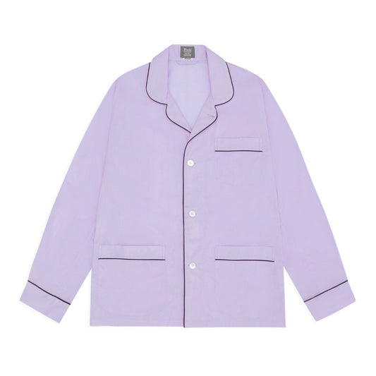 Budd Tailored Poplin Pyjamas Lilac Navy Top
