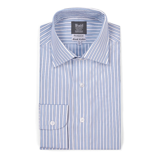 Exclusive Budd Stripe Tailored Fit Shirt in Sky Blue