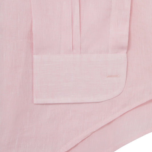 Tailored Fit Bank Collar Linen Double Cuff Shirt in Pink cuff