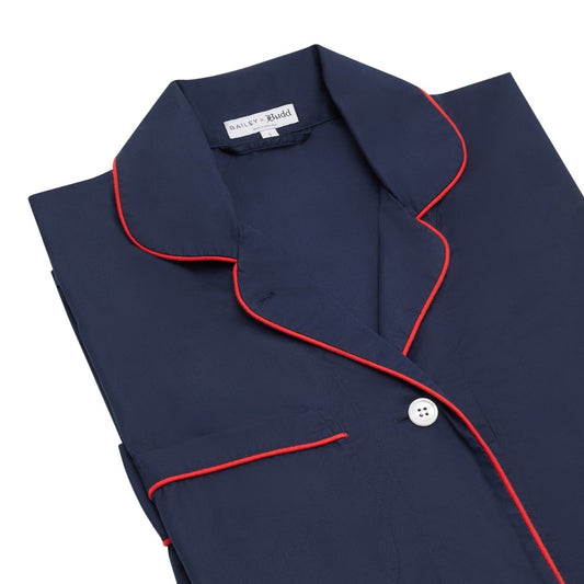 Tommy pyjamas in navy and red collar detail