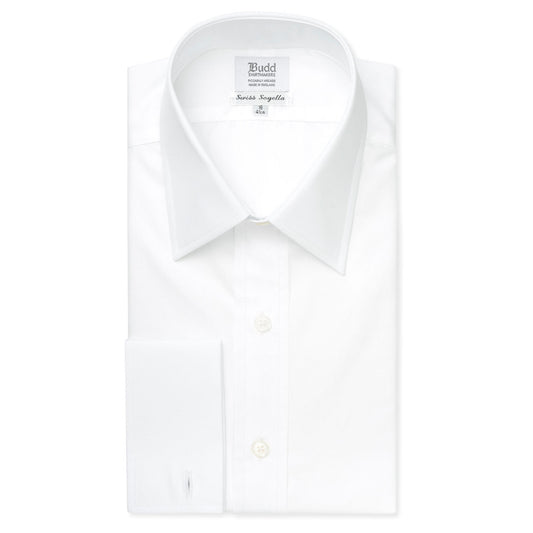 Classic Fit Plain Soyella Double Cuff Shirt in White
