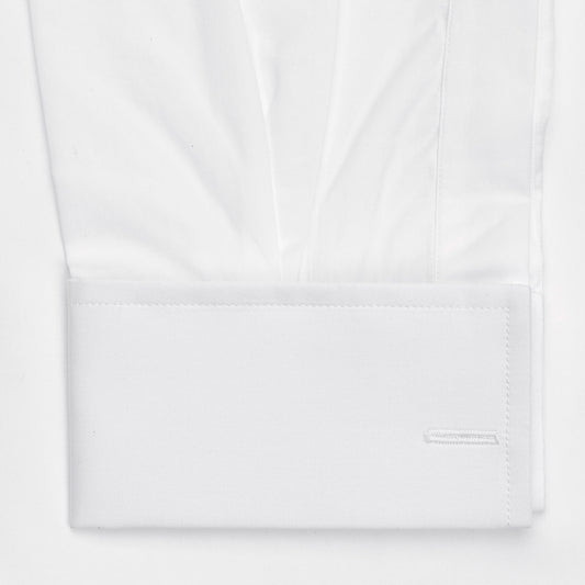 Classic Fit Plain Sea Island Cotton Double Cuff Shirt in White