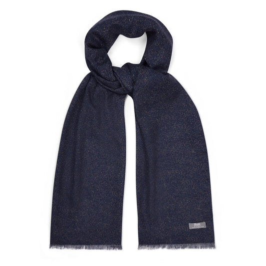 Wool and Silk Donegal Scarf in Navy