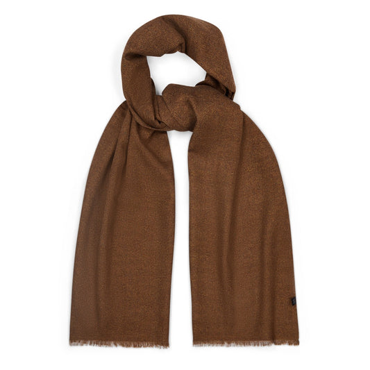 Wool and Silk Donegal Scarf in Tobacco
