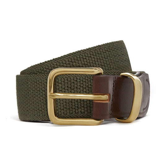 Bridle Leather Webbing Belt in Khaki