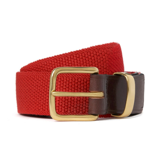 Bridle Leather Webbing Belt in Red