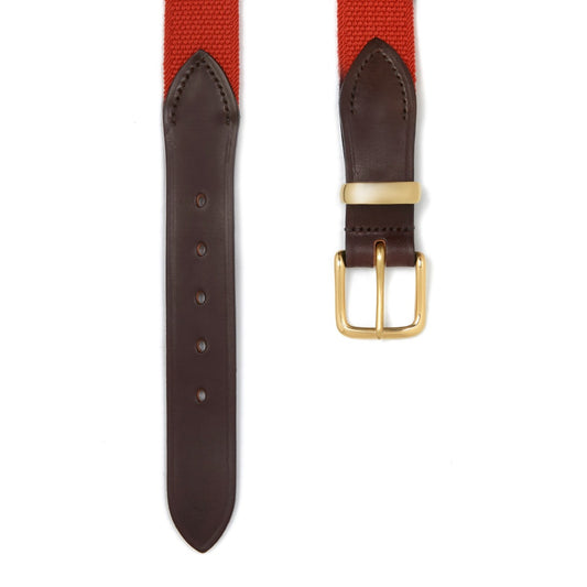 Bridle Leather Webbing Belt in Red buckle detail